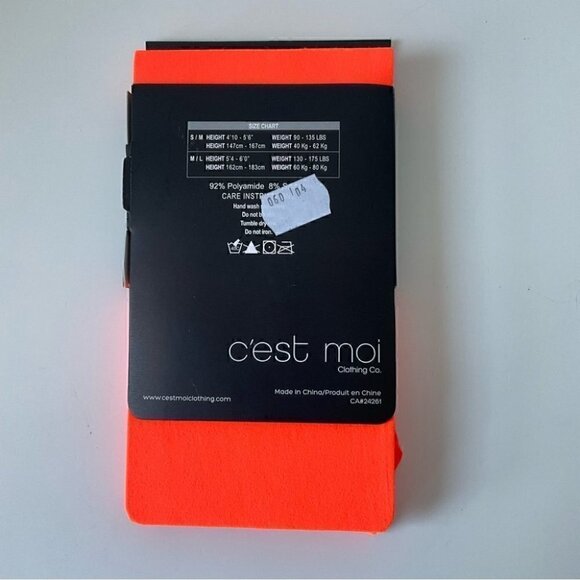 Bright Orange Tights Size S/M New - Picture 3 of 5